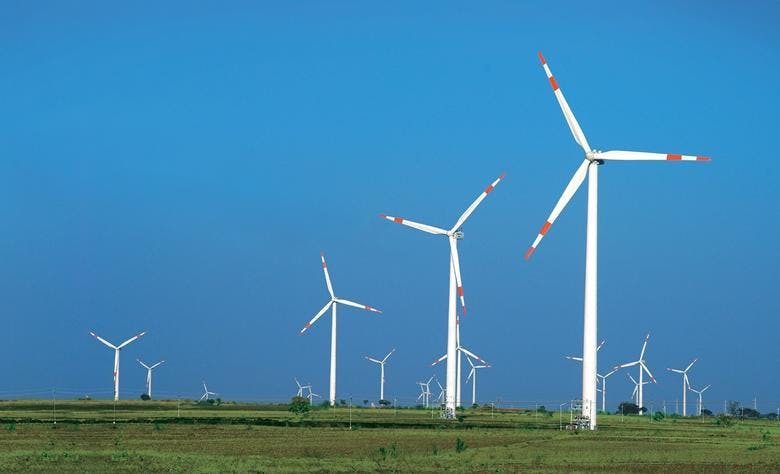 windmills in an open wind farm